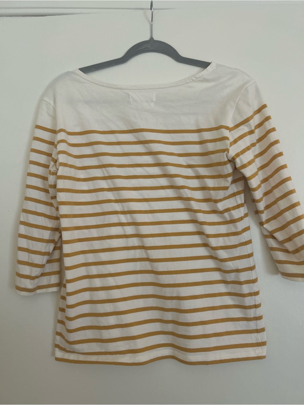 Striped Cotton Boatneck Top in Cream and Tan